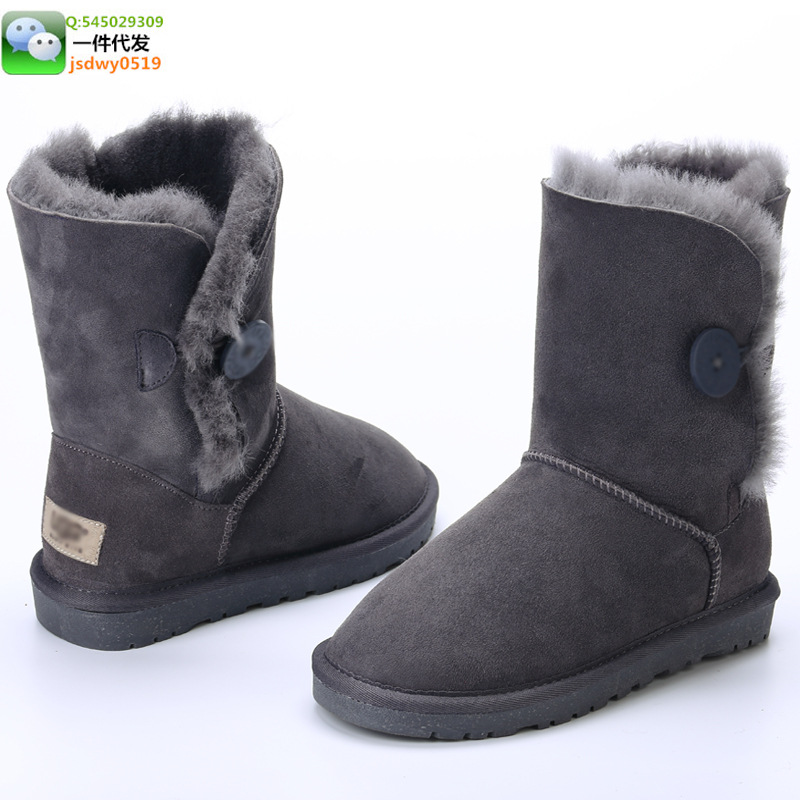 爆款女經典款紐扣中筒雪靴/5803羊毛皮毛一體/專櫃正品灰色批發工廠,批發,進口,代購