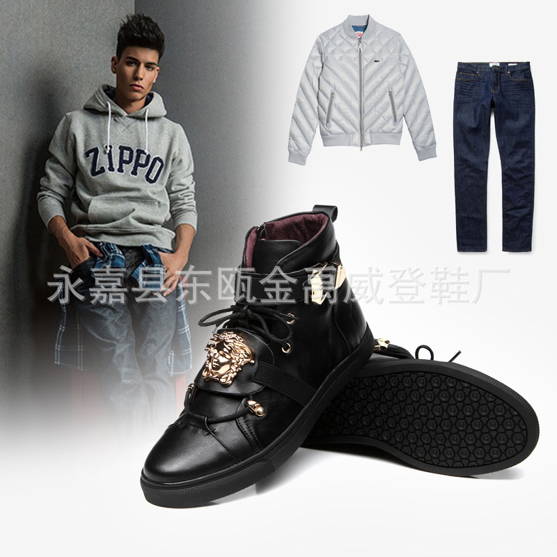 春秋真皮高幫個性韓版休閒 英倫板鞋潮鞋男馬丁靴短靴 男鞋皮鞋批發・進口・工廠・代買・代購