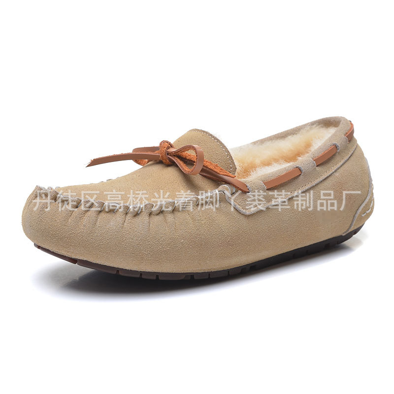 冬季保暖真牛皮純羊毛蝴蝶結5612包子鞋韓版情侶親子鞋批發代發批發・進口・工廠・代買・代購