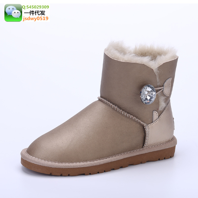 新款澳洲代購低筒雪靴一件代發羊皮毛一體水鉆舒適棉鞋靴女3352工廠,批發,進口,代購