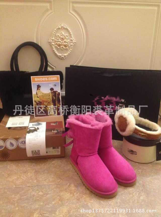 25後系帶蝴蝶結新款羊皮毛一體雪靴女棉鞋保暖真皮女鞋一件代發工廠,批發,進口,代購