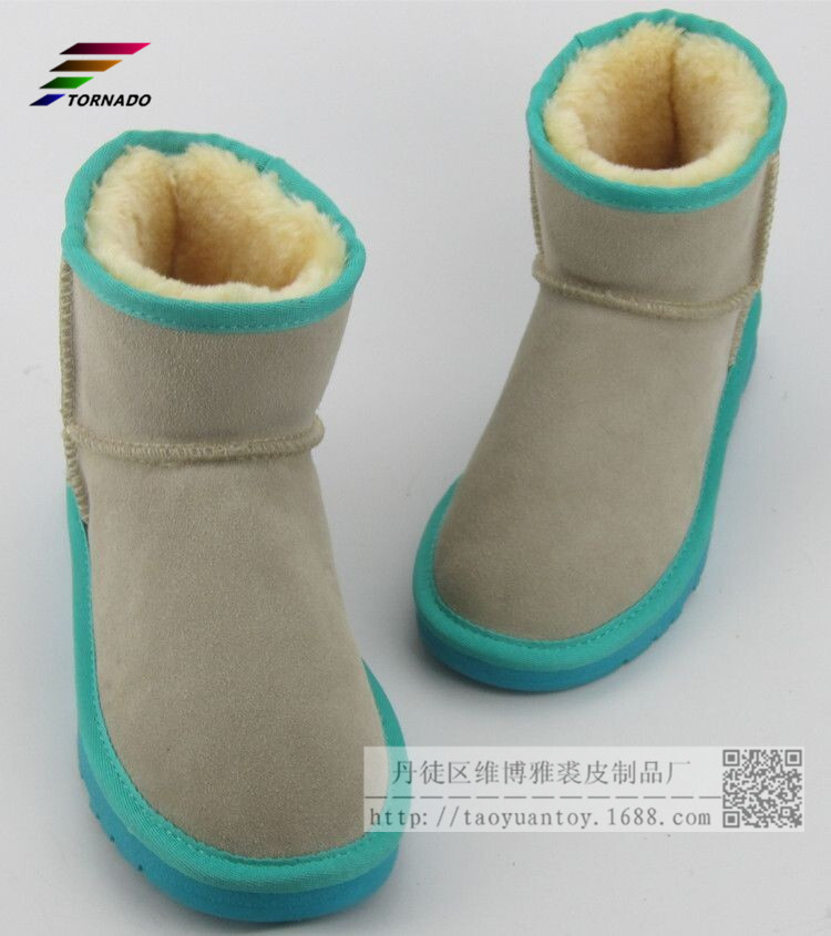 5854撞色矮筒雪靴冬季女靴保暖靴牛筋底牛皮女靴防滑工廠,批發,進口,代購