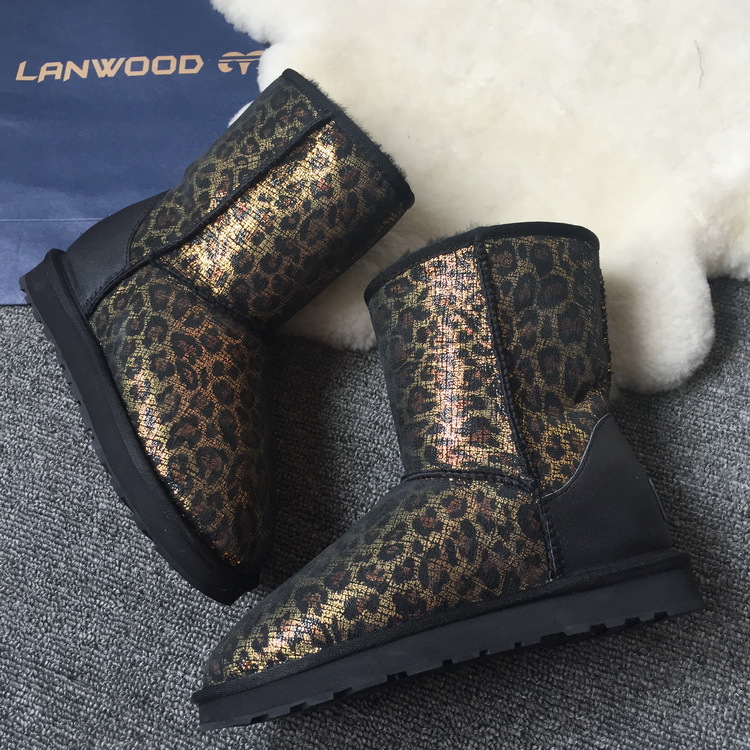 2015新款 羊皮毛一體雪靴 黑金豹紋限量中內增高女士 預售批發・進口・工廠・代買・代購