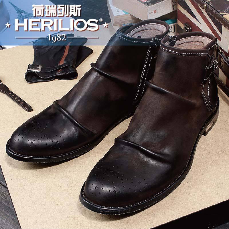 冬季韓版時尚男靴 真皮復古短靴子 男士潮流高幫靴 皮靴工廠,批發,進口,代購