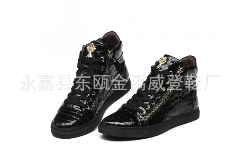 新款春秋英倫時尚真皮男鞋 高幫潮流韓版男士休閒板鞋馬丁靴潮鞋批發・進口・工廠・代買・代購