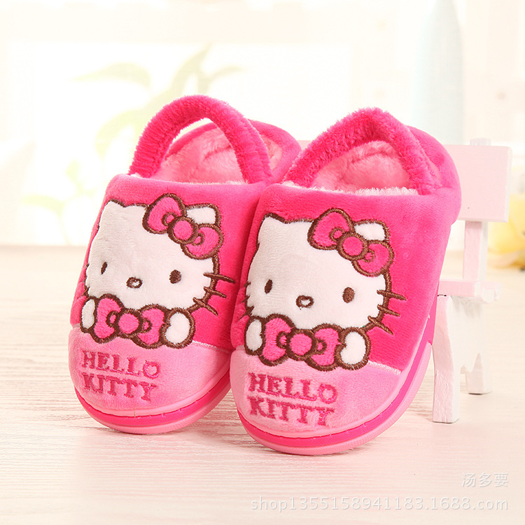 小童hellokitty凱蒂兒童棉拖鞋女童卡通防滑保暖傢居鞋帶子16925工廠,批發,進口,代購