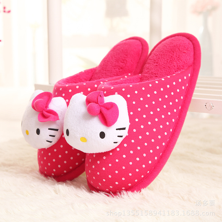大童Hellokitty凱蒂貓棉拖鞋冬可愛女士卡通軟底傢居鞋防滑16903工廠,批發,進口,代購