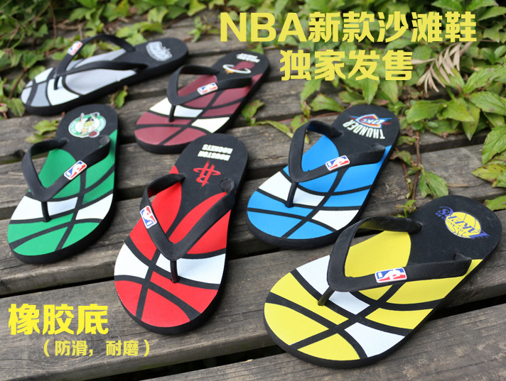 【現貨批發】2015新款NBA運動橡膠底防滑人字拖沙灘鞋涼拖鞋男款批發・進口・工廠・代買・代購