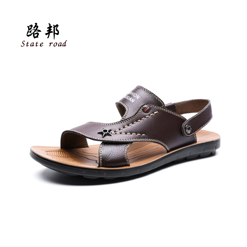 夏季男士涼鞋真皮男休閒牛皮涼鞋新款透氣拖鞋工廠,批發,進口,代購