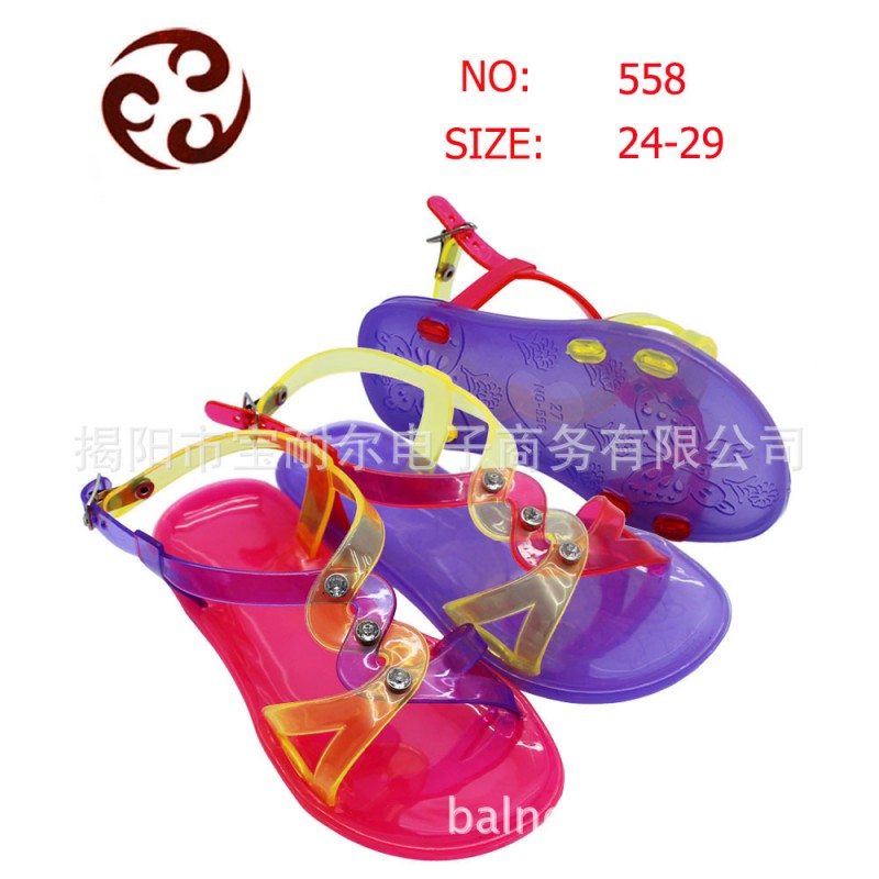 揭陽外貿童涼拖鞋 時尚新款PVC水晶童鞋工廠,批發,進口,代購