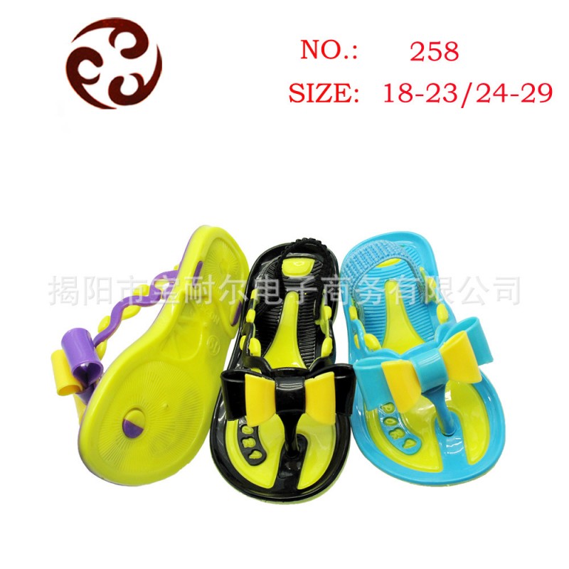 揭陽外貿新款PVC水晶蝴蝶結塑料沙灘童鞋工廠,批發,進口,代購