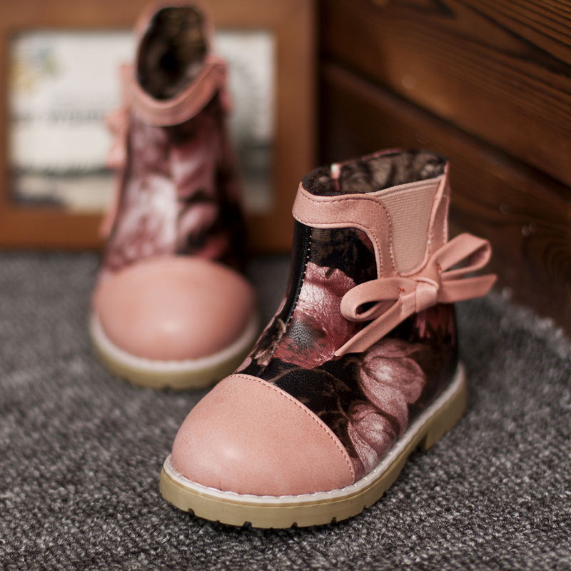 冬季新款印花加長絨女童雪靴 1-4歲寶寶加厚時尚棉靴清倉處理工廠,批發,進口,代購