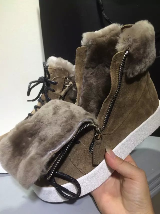 廠傢批發2015秋冬女款厚底系帶雙拉鏈真皮真毛雪靴一件代發批發・進口・工廠・代買・代購