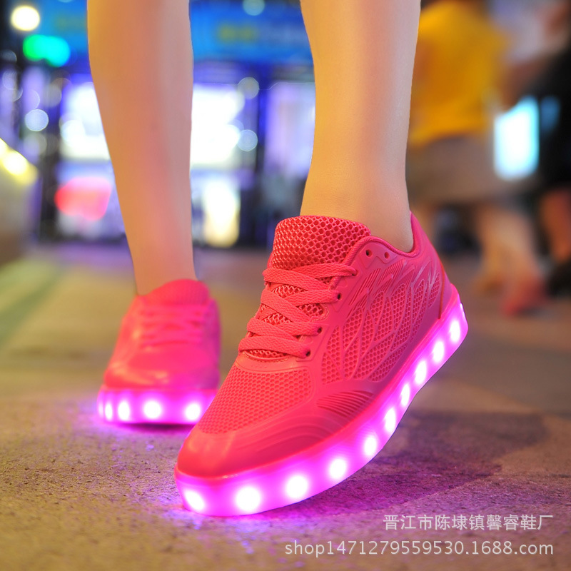 廠傢直銷外貿2016年新款糖果色女LED燈鞋USB充電發光鞋透氣女鞋工廠,批發,進口,代購