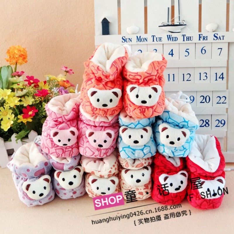 秋冬款 卡通小熊珊瑚絨加厚寶寶鞋 嬰幼兒保暖童鞋批發工廠,批發,進口,代購