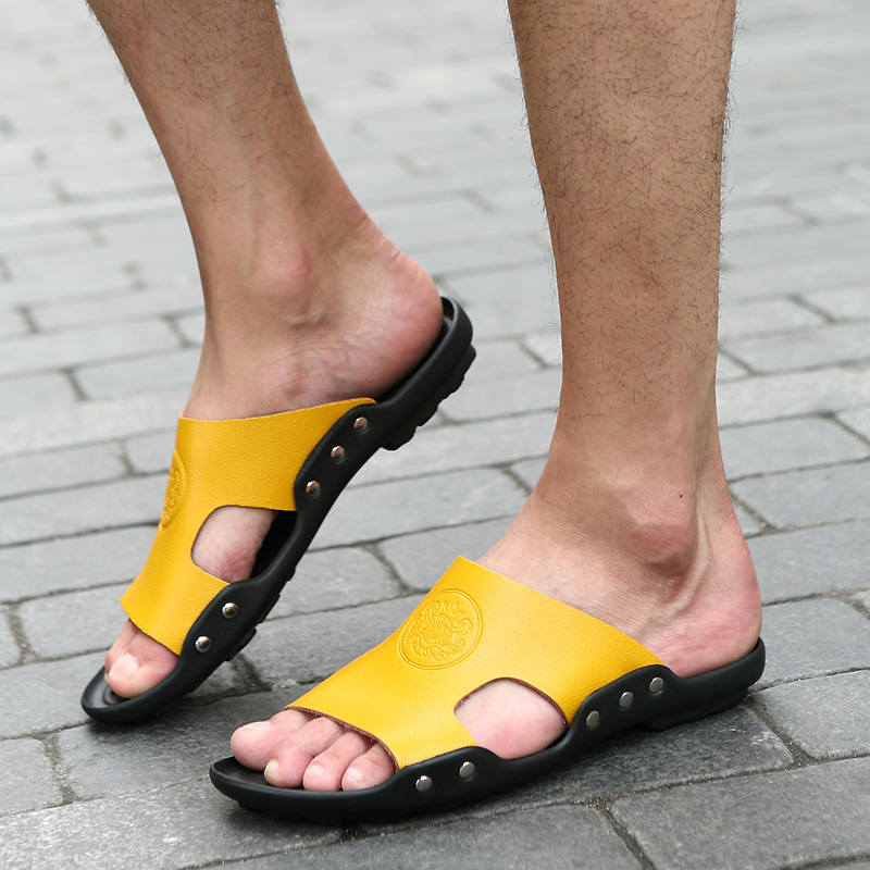 新款夏季男拖鞋真皮舒適透氣涼鞋時尚百搭涼拖工廠,批發,進口,代購