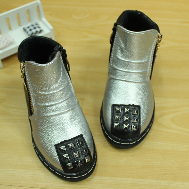 2015新款韓版時尚女童二棉女童中靴拼色側拉鏈女童鞋批發・進口・工廠・代買・代購
