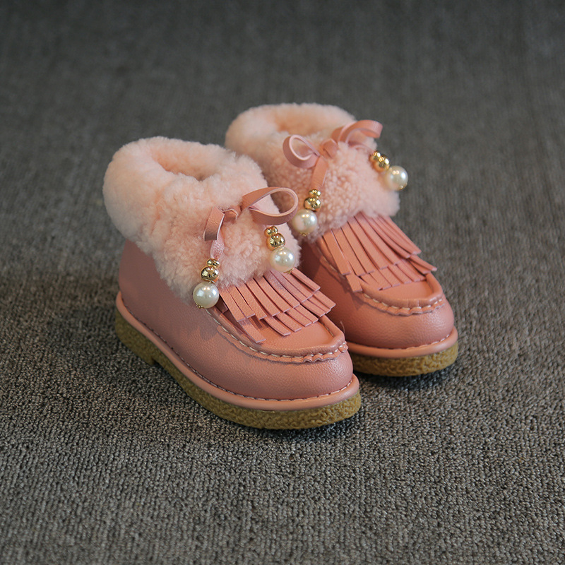 B8886韓版兒童棉靴加絨2015冬季豆豆鞋棉流蘇童鞋女批發一件代發批發・進口・工廠・代買・代購