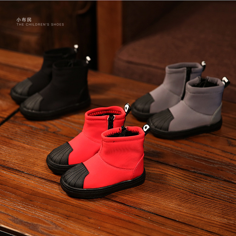 2015韓版冬季新款兒童彈力棉馬丁靴低筒短靴棉靴保暖加絨1-3歲潮批發・進口・工廠・代買・代購