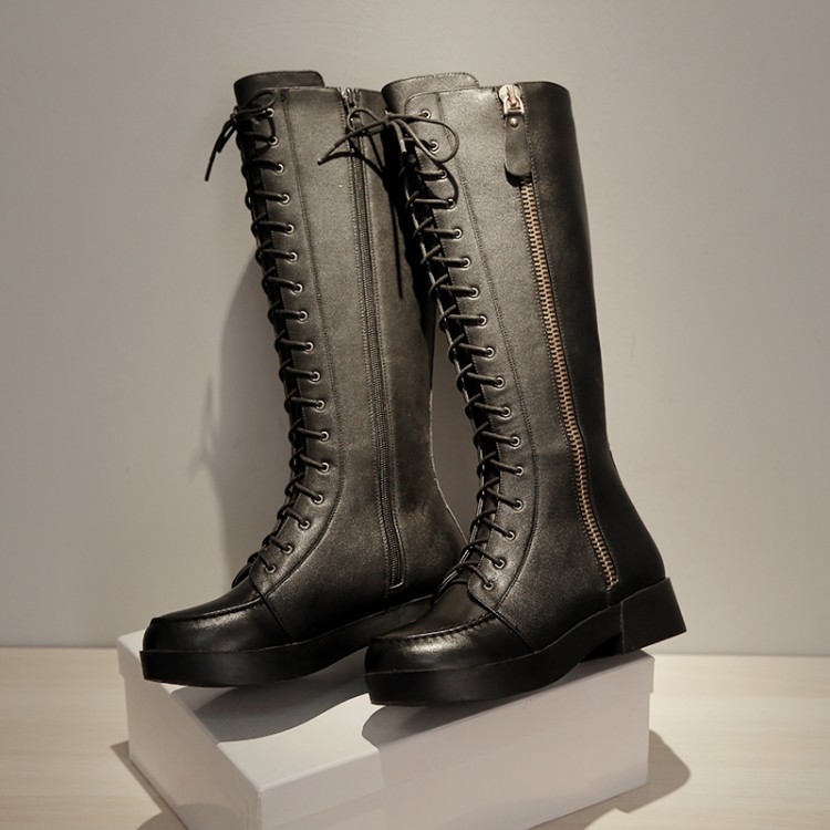 14秋冬新款女靴歐美魚嘴休閒粗高跟絨裡牛皮真皮長靴2315工廠,批發,進口,代購