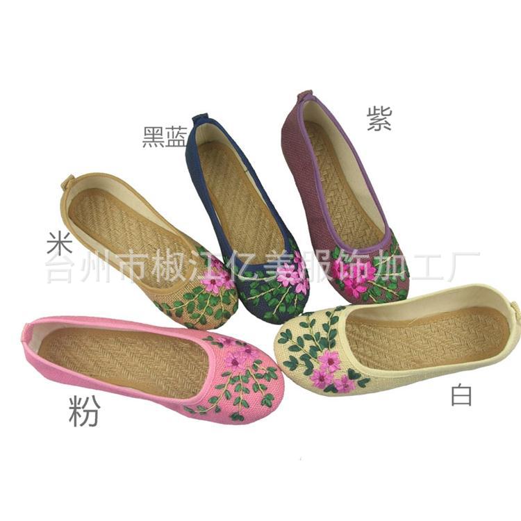 2013女鞋麻佈鞋絲帶繡花鞋民族風牛筋底低跟單鞋民族風舒適輕便工廠,批發,進口,代購
