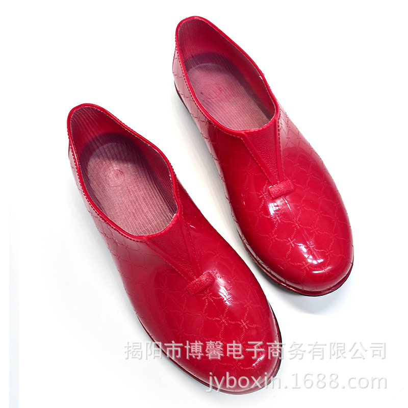 女士工作豆豆鞋 防水元寶鞋 PVC水靴 軟膠舒適低幫雨鞋 廠傢直銷工廠,批發,進口,代購