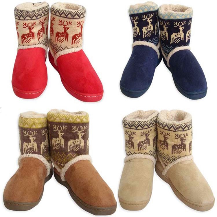 2015冬季爆款聖誕小鹿毛線雪靴傢居靴月子鞋 保暖中筒小鹿靴工廠,批發,進口,代購
