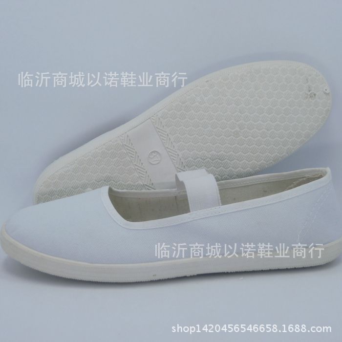 批發白佈鞋勞保工作白網松緊帶白事低幫防滑帆佈小白舞蹈鞋批發・進口・工廠・代買・代購