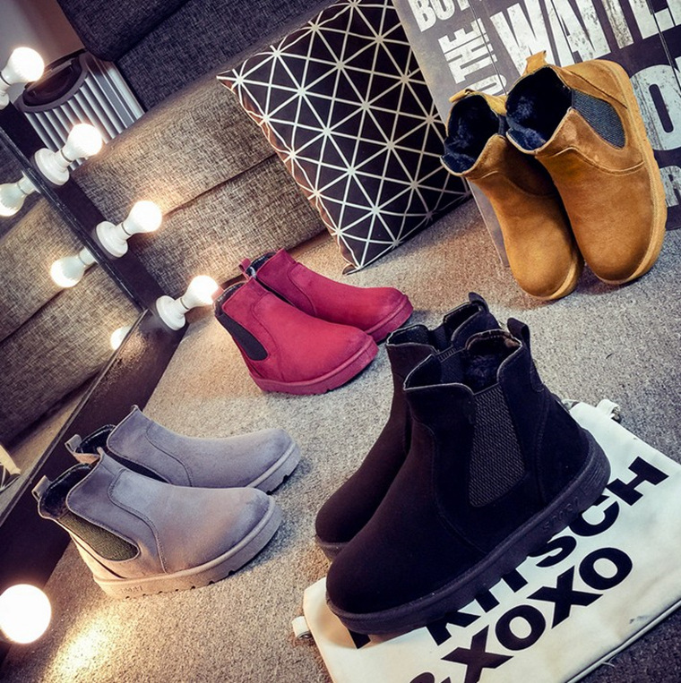 2015冬季新款雪地棉鞋靴子女短筒時尚保暖加厚絨休閒英倫廠傢直銷批發・進口・工廠・代買・代購