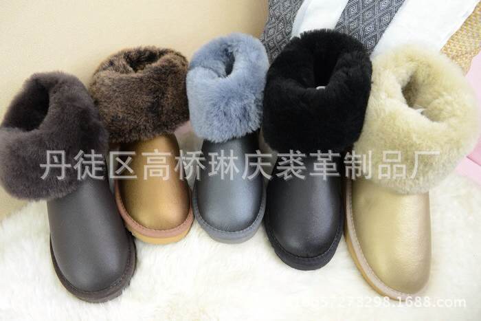 2014經典常規款  5803中筒多色一粒扣羊皮毛一體雪靴 保暖女靴批發・進口・工廠・代買・代購