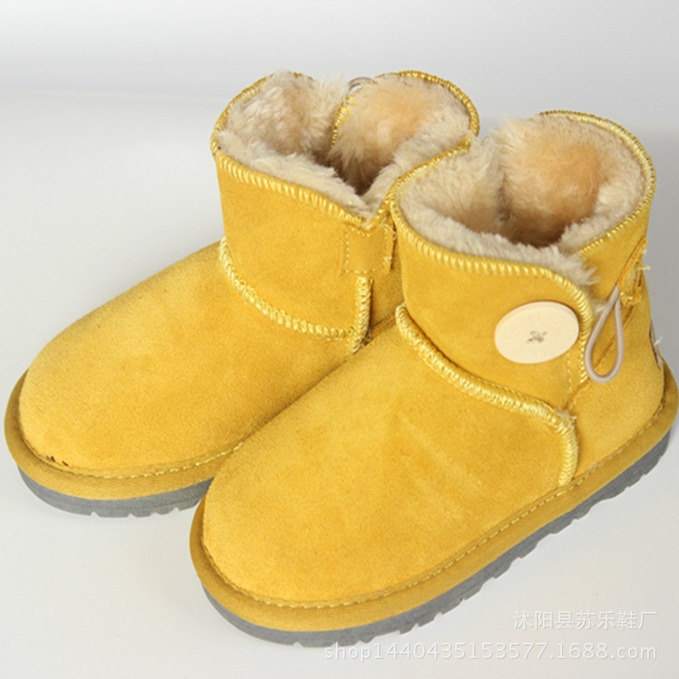 新款3352雪靴兒童 純色真皮韓版低筒靴子保暖 廠傢直銷批發・進口・工廠・代買・代購
