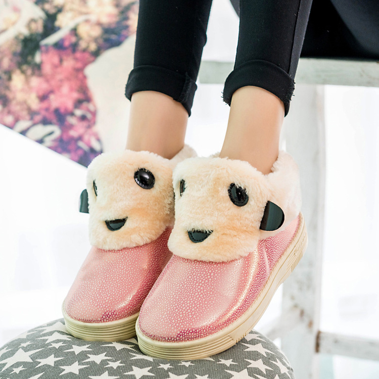 2016冬季新款韓版套腳卡通熊貓頭雪靴外貿棉鞋女一件代發工廠,批發,進口,代購
