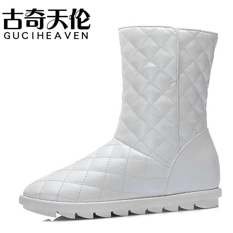 古奇天倫冬季新款圓頭防水臺女靴保暖平底靴短筒內增高雪靴8320批發・進口・工廠・代買・代購