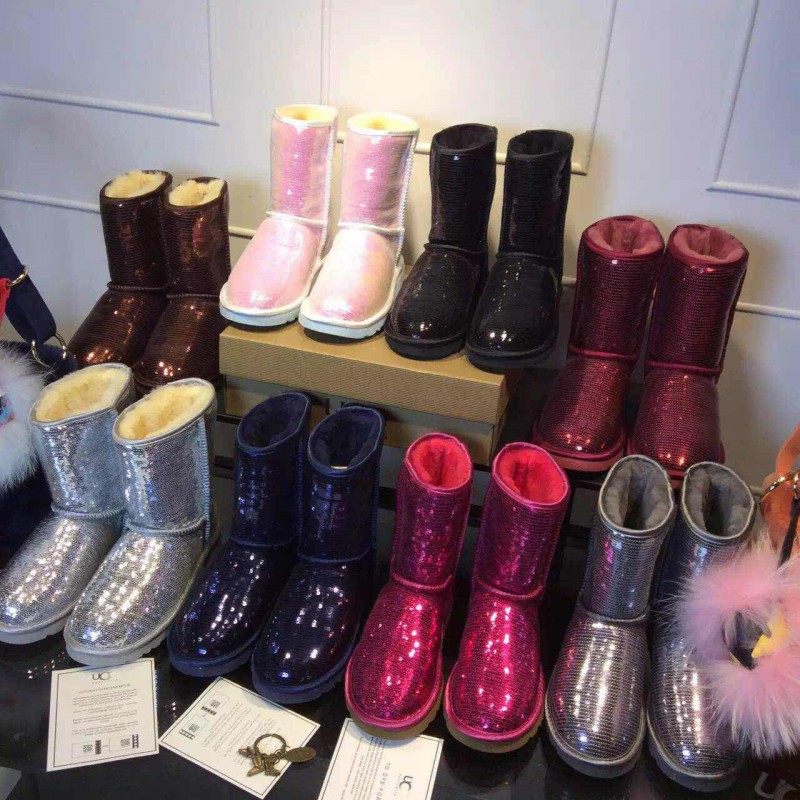 16歐美專櫃新款幻彩亮片羊毛一體雪靴 保暖舒適女靴 外貿靴子工廠,批發,進口,代購