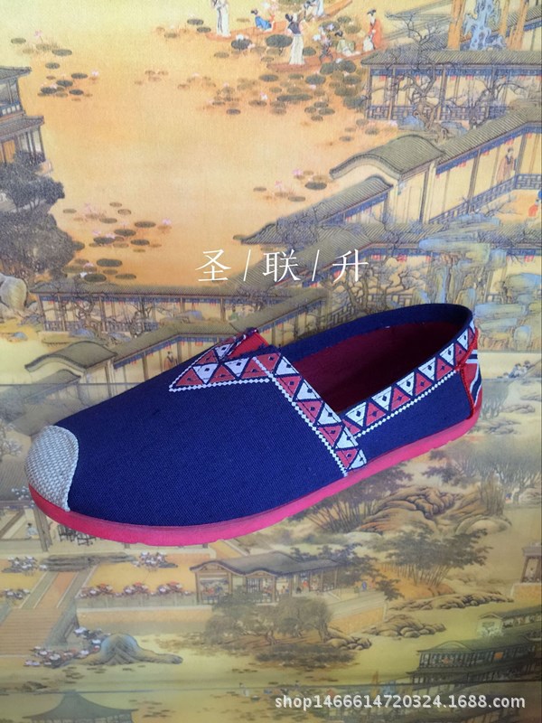 聖聯升老北京佈鞋紅底鞋時尚休閒懶人鞋一腳蹬學生鞋透氣舒適工廠,批發,進口,代購