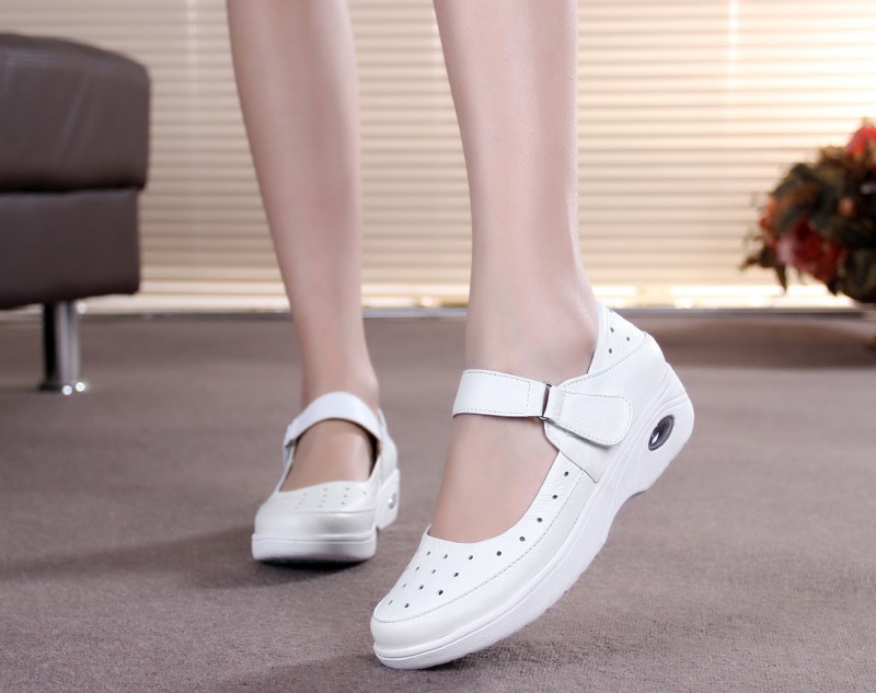 2015鏤空洞洞鞋 氣墊護士鞋 白色坡跟真皮夏季女鞋厚底休閒鞋工廠,批發,進口,代購