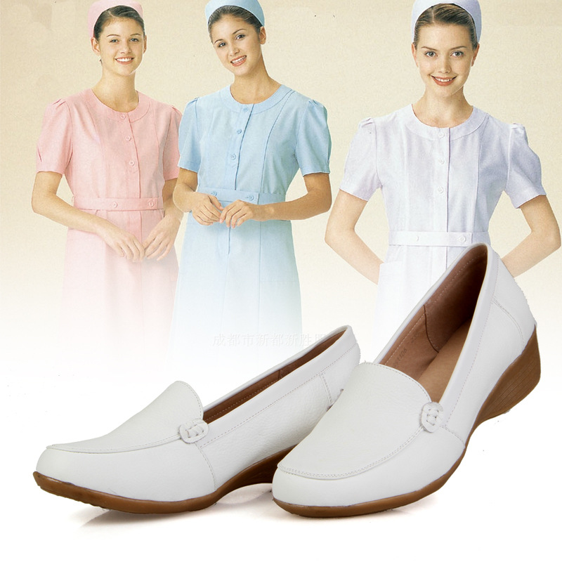 白色坡跟護士鞋3515強人新款白色真皮女士工裝鞋工廠,批發,進口,代購