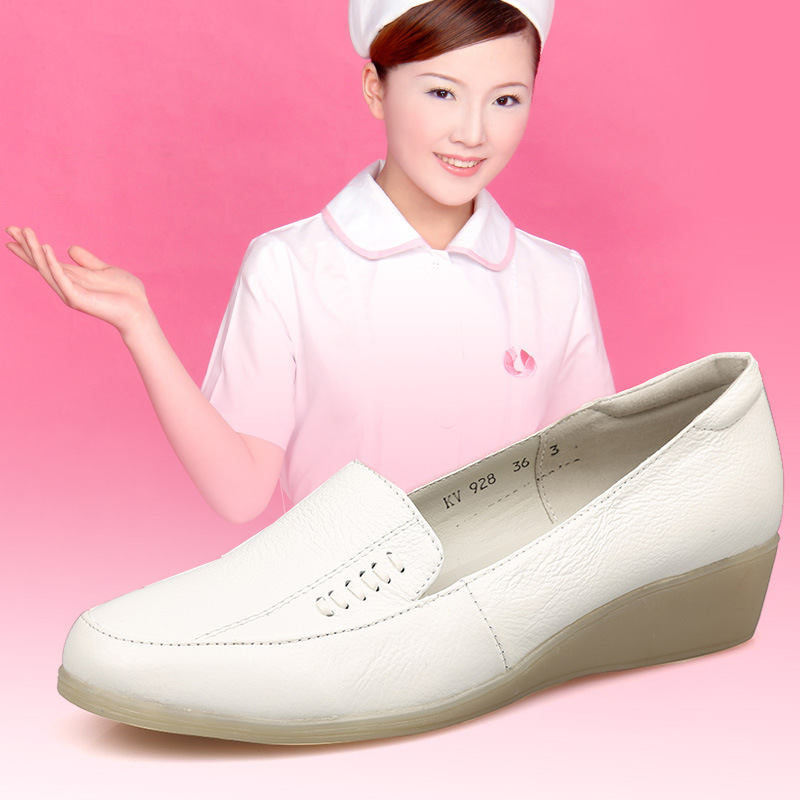 2016新款護士鞋真皮白色護士鞋3515強人坡跟牛筋底護士鞋批發・進口・工廠・代買・代購