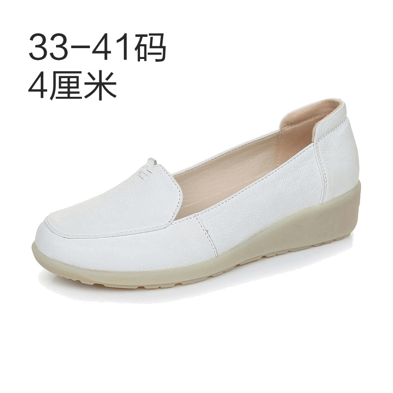 513春夏季頭層牛皮護士鞋白色低坡跟牛筋底防滑媽媽休閒女士單鞋工廠,批發,進口,代購