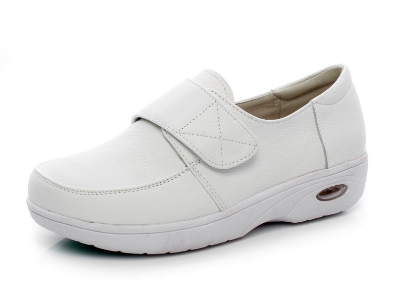 優質護士鞋 舒適女單鞋 一字護士鞋白色坡跟真皮防滑氣墊護士鞋工廠,批發,進口,代購