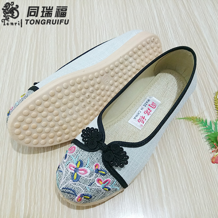 老北京佈鞋女款透氣麻麵單鞋民族風繡花刺繡女款佈鞋廠傢批發工廠,批發,進口,代購