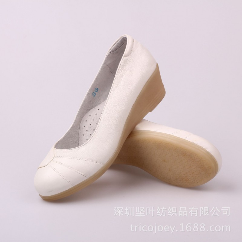 2014新款軟麵牛皮坡跟護士鞋工作鞋小白鞋真皮女鞋單鞋白色可訂貨工廠,批發,進口,代購