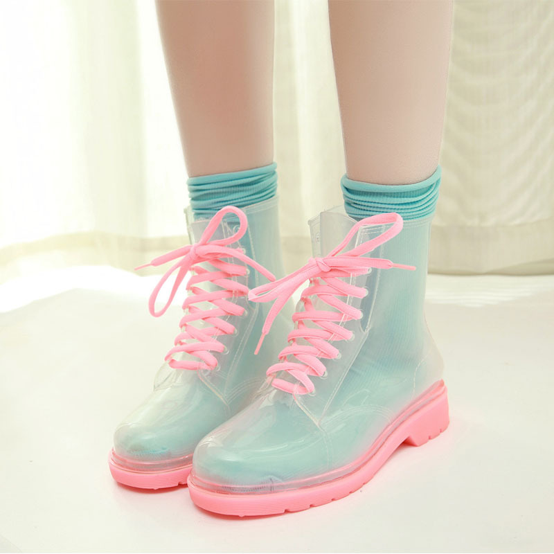韓國時尚爆款水晶果凍馬丁雨靴透明雨鞋水鞋糖果色工廠,批發,進口,代購