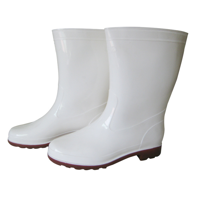 白色耐酸堿中筒食品衛生靴白身牛筋底水鞋防滑食品級勞保工作雨鞋工廠,批發,進口,代購