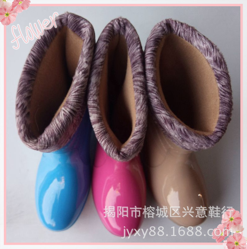 2015新款加棉雨鞋 多彩果凍防水鞋女款防滑高檔可拆四季兩用雨靴工廠,批發,進口,代購