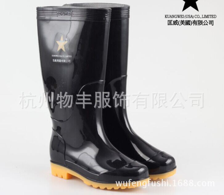 中高筒雨鞋黃色牛筋底黑色邦筒防水套鞋男女工作鞋勞保鞋靴子批發工廠,批發,進口,代購