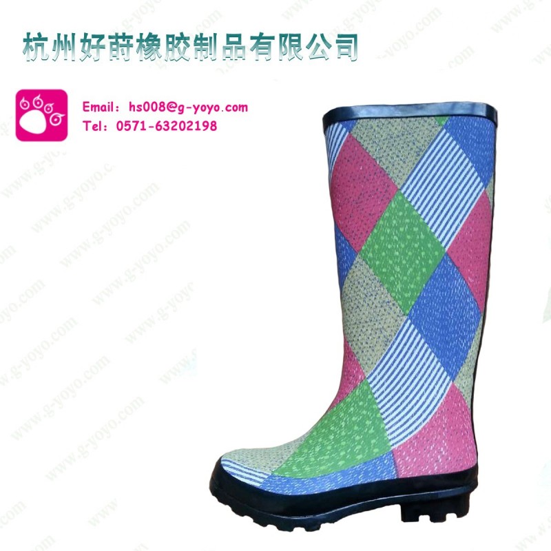 新款高檔立體發泡印花女士橡膠雨鞋 高筒防水雨靴 外貿出口品質批發・進口・工廠・代買・代購