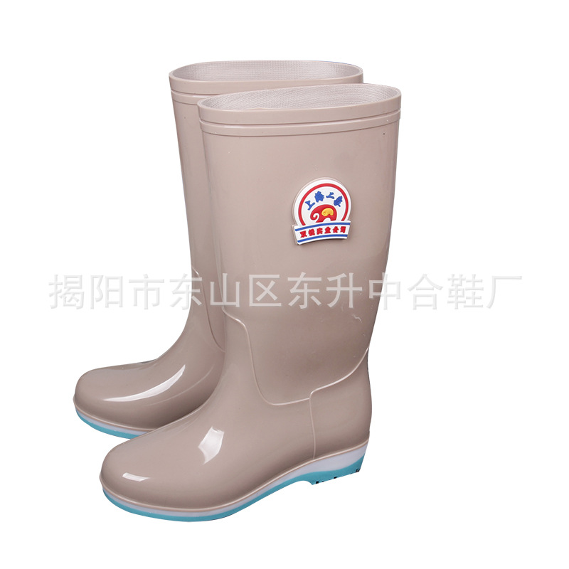 上海二象女士新款高筒低跟三色耐酸堿勞保雨鞋 純色舒適防滑水鞋批發・進口・工廠・代買・代購