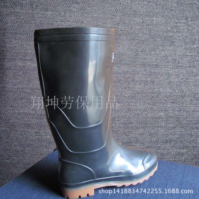 勞保用品批發茶底黑筒雨鞋 高筒防水防酸堿作業勞保鞋批發・進口・工廠・代買・代購