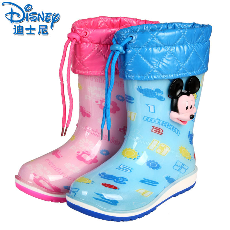 迪士尼兒童雨鞋 加絨保暖小孩水鞋男童女童小童膠鞋 寶寶雨靴防滑批發・進口・工廠・代買・代購